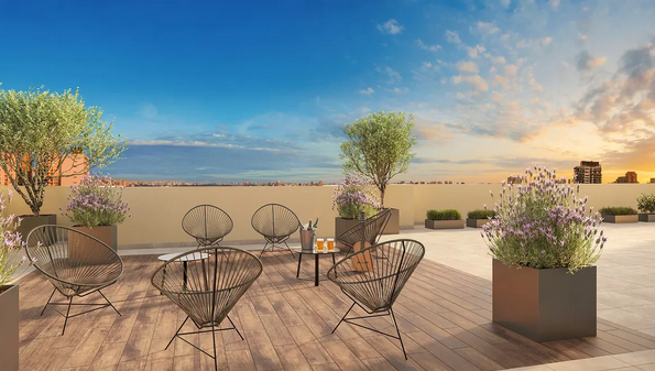 Lounge no Rooftop - Perspectiva ilustrada