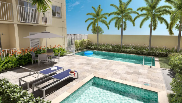 Perspectiva ilustrada da piscina do Centro&Santa Cecília